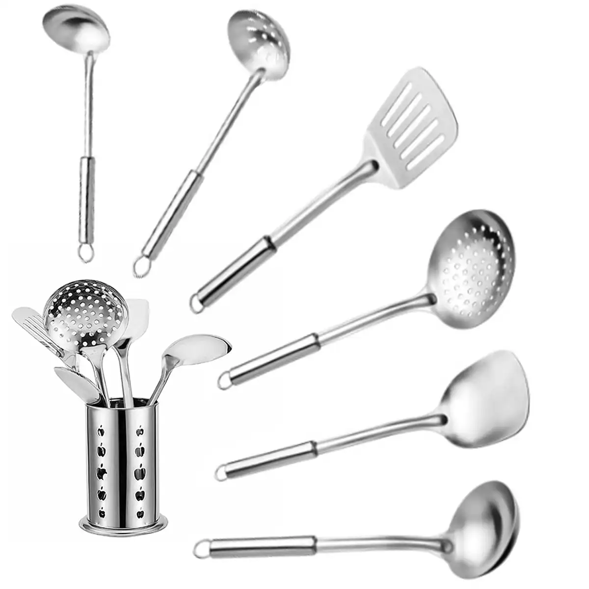 Cooking Utensil Set 6 Piece, Stainless Steel Kitchen Tool Set with Stand,Cooking Utensils, Slotted Tuner, Ladle, Serving Spoon,
Cooking Utensil Set 6 Piece, Stainless Steel Kitchen Tool Set with Stand,Cooking Utensils, Slotted Tuner, Ladle, Serving Spoon,
