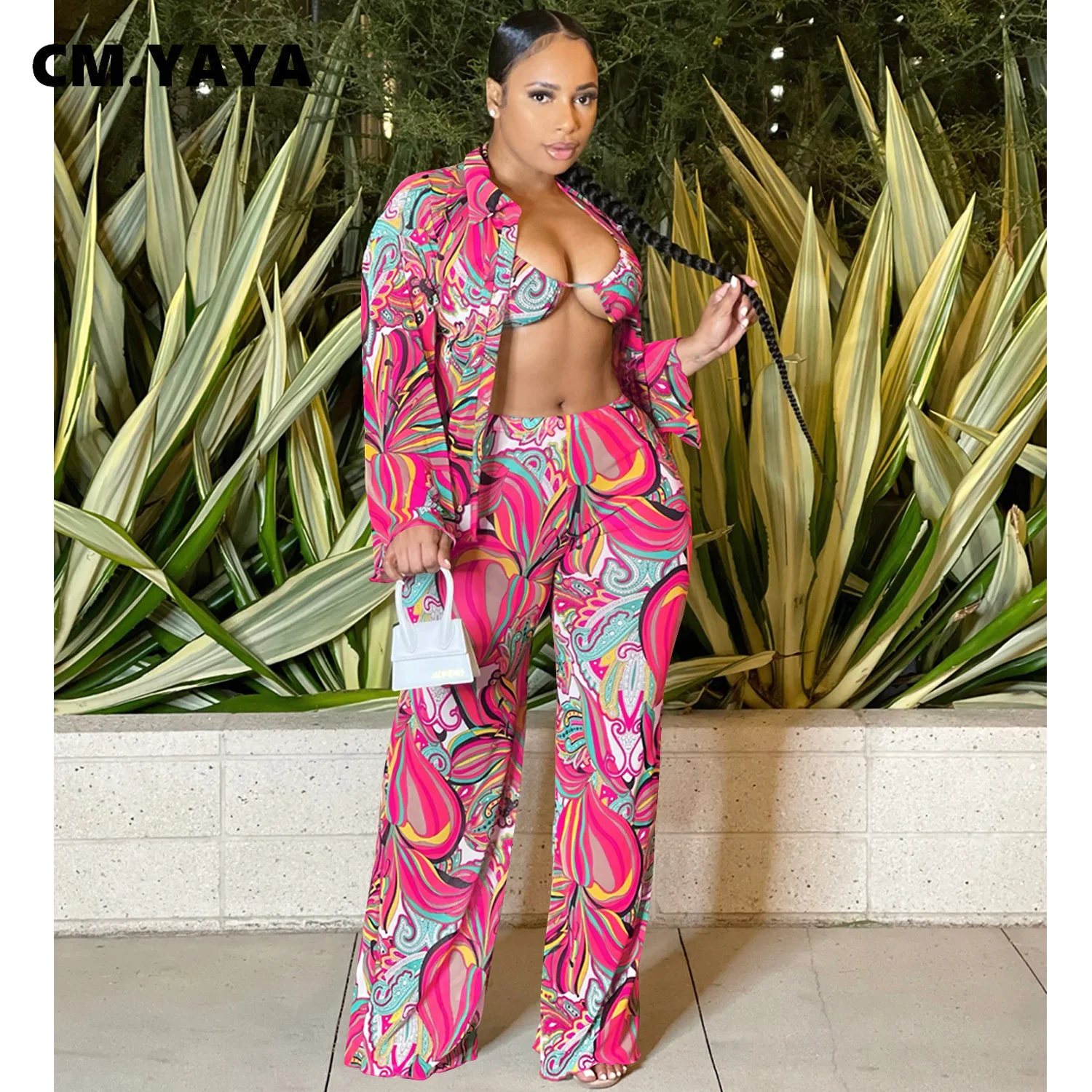 CMYAYA Elegant Paisley Straight Loose Pants Set for Women 2022 Shirt Two 2 Piece Set with Bra Outfits Mesh Wide Leg Trouser Suit
CMYAYA Elegant Paisley Straight Loose Pants Set for Women 2022 Shirt Two 2 Piece Set with Bra Outfits Mesh Wide Leg Trouser Suit