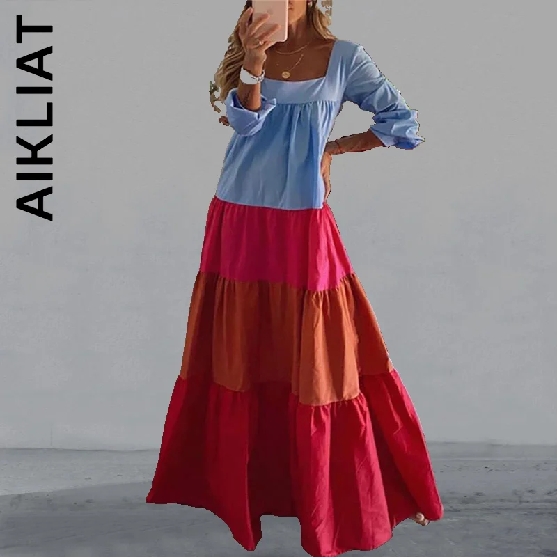 Aikliat Dress Women Spring Autumn Long Sleeve Chic Elegant Outfits Maxi Dress Ladies Dress Patchwork Pleated Vestidos Clothing
Aikliat Dress Women Spring Autumn Long Sleeve Chic Elegant Outfits Maxi Dress Ladies Dress Patchwork Pleated Vestidos Clothing