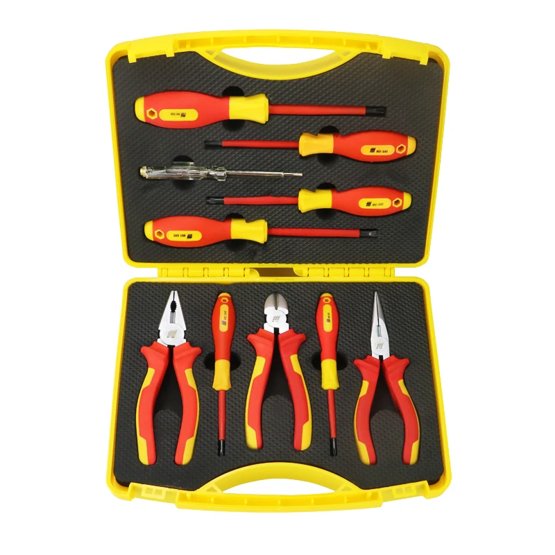 MEIGAO111 1000V insulated electrician tool set, 10 pieces of hand tools, high quality professional precision insulated tools
MEIGAO111 1000V insulated electrician tool set, 10 pieces of hand tools, high quality professional precision insulated tools