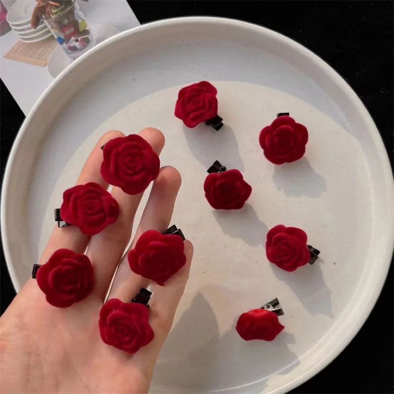 Korean Red Velvet Rose Hair Clips For Women Small Flower Hairpins Girls Elegant Hair Pin Barrettes Wedding Headwear
Korean Red Velvet Rose Hair Clips For Women Small Flower Hairpins Girls Elegant Hair Pin Barrettes Wedding Headwear