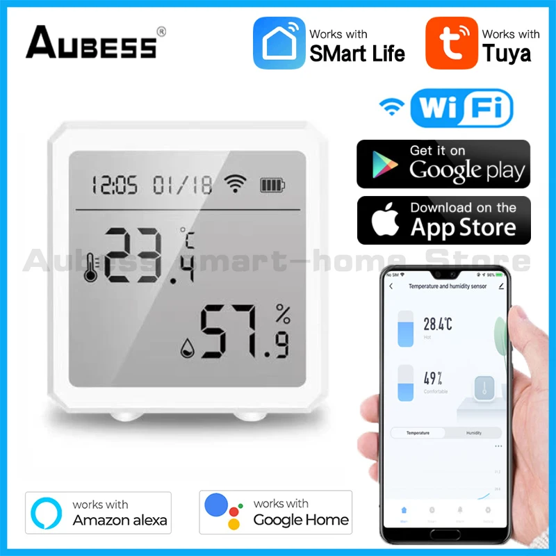 Aubess WiFi Temperature And Humidity Sensor Tuya APP Remote Smart Home Hygrometer Monitor Controller Indoor Alexa Google Home
Aubess WiFi Temperature And Humidity Sensor Tuya APP Remote Smart Home Hygrometer Monitor Controller Indoor Alexa Google Home