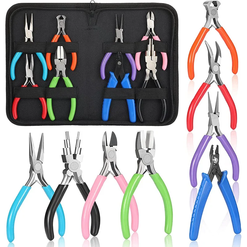 8 Pieces Jewelry Making Pliers Tool Kit, Needle Nose Pliers, Round Nose Pliers, Nylon Jaw Pliers For Jewelry DIY
8 Pieces Jewelry Making Pliers Tool Kit, Needle Nose Pliers, Round Nose Pliers, Nylon Jaw Pliers For Jewelry DIY