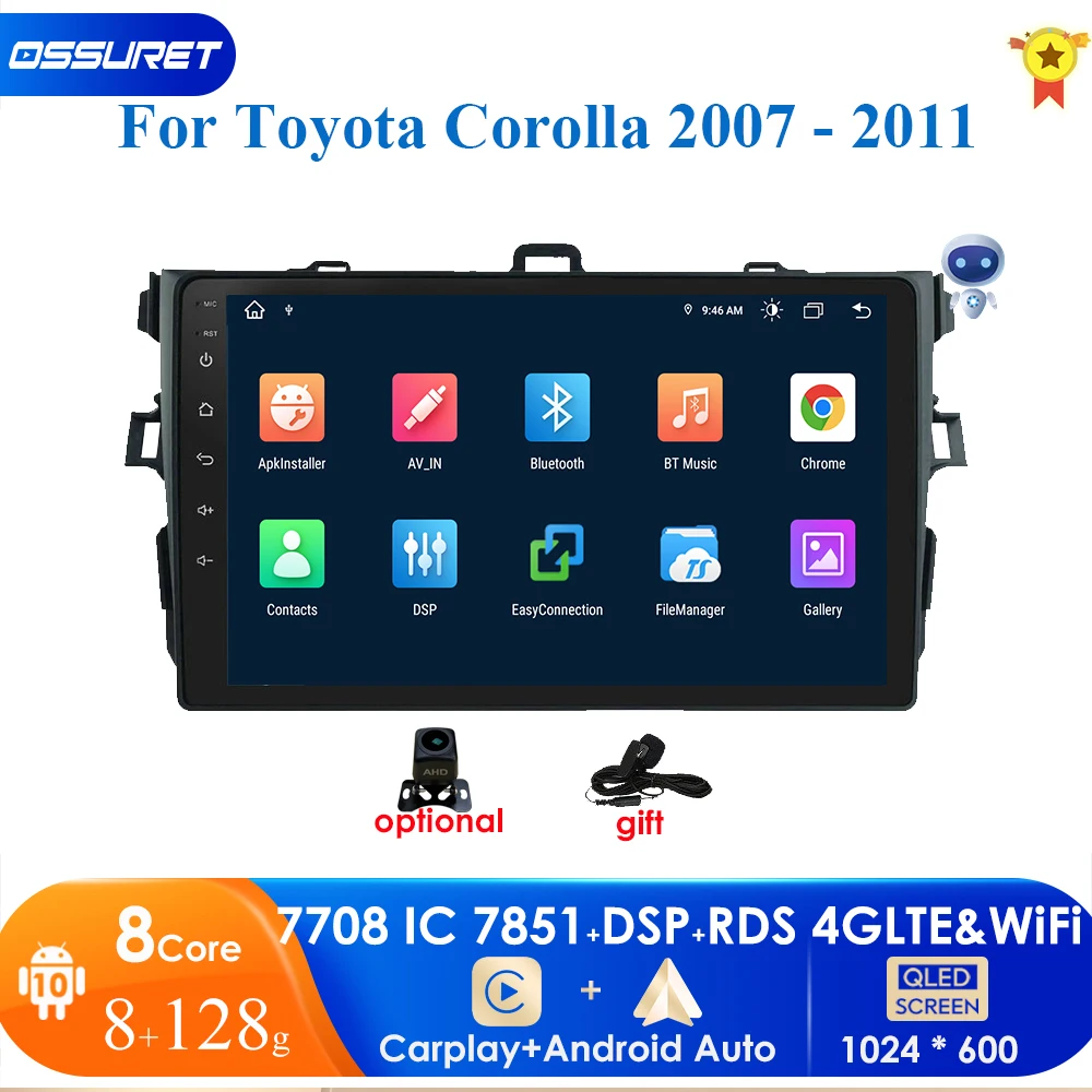 Автомобильная навигация, Android 10, 3G + 32G, 9-дюймовый сенсорный экран, GPS, стерео, MirrorLink, Wi-Fi, для Toyota Corolla 2007-2011, радио/SWC/Bluetooth
Автомобильная навигация, Android 10, 3G + 32G, 9-дюймовый сенсорный экран, GPS, стерео, MirrorLink, Wi-Fi, для Toyota Corolla 2007-2011, радио/SWC/Bluetooth