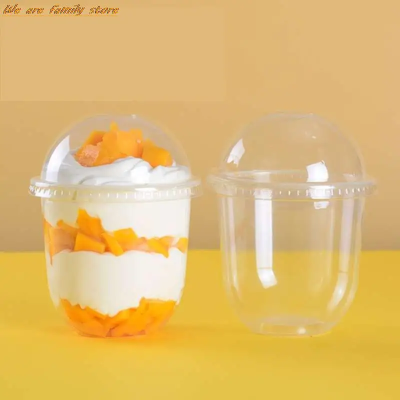 

50pcs 360ML Disposable Mousse Cake Cup with Lid Transparent Plastic Pudding Jelly Dessert Yogurt Cups Party Favors Packaging