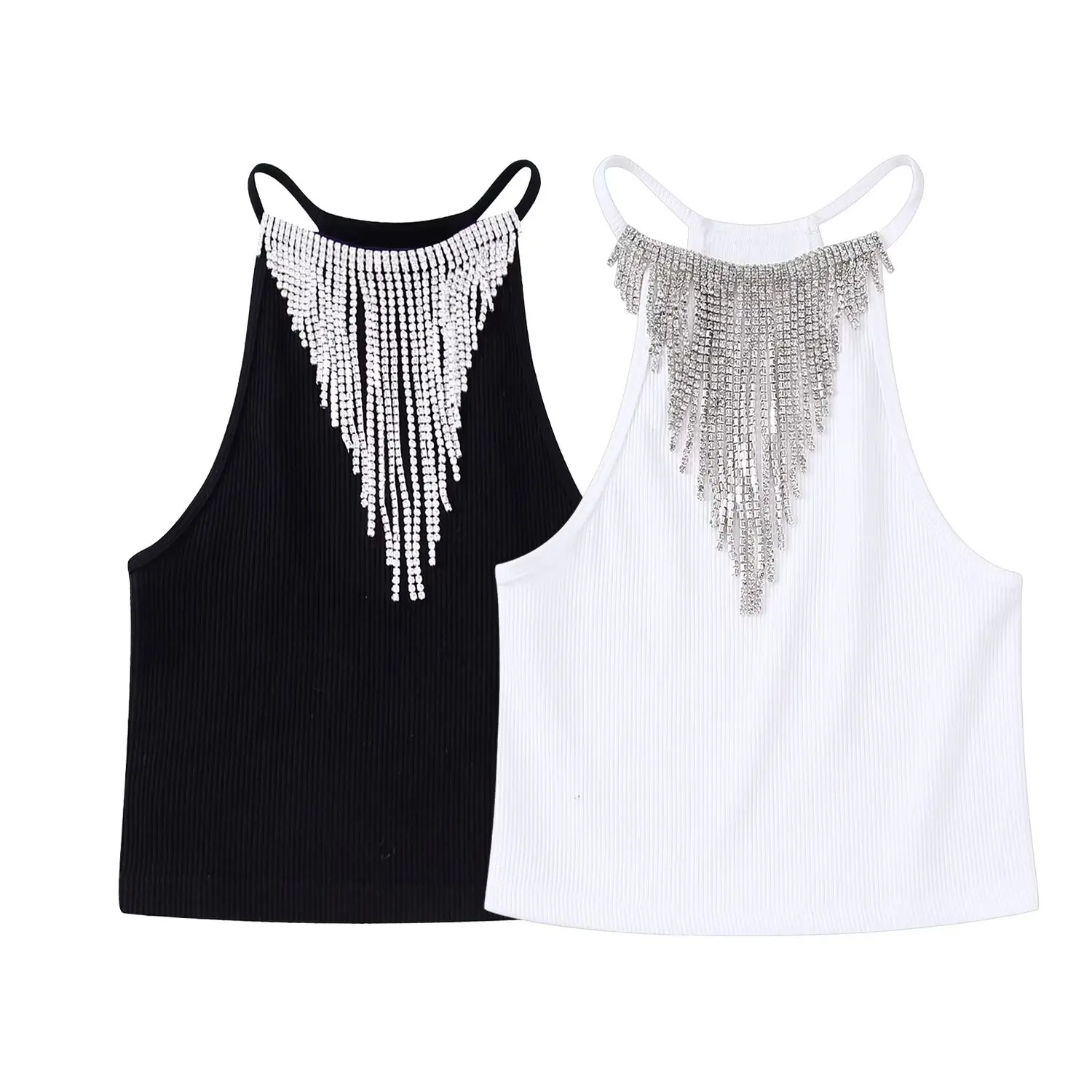Beading Tassel neckline Black White Halter Knit Top Women Fashion Chic Lady Crop Top Y2K Camis Corset Tank Top Female Camisole
Beading Tassel neckline Black White Halter Knit Top Women Fashion Chic Lady Crop Top Y2K Camis Corset Tank Top Female Camisole