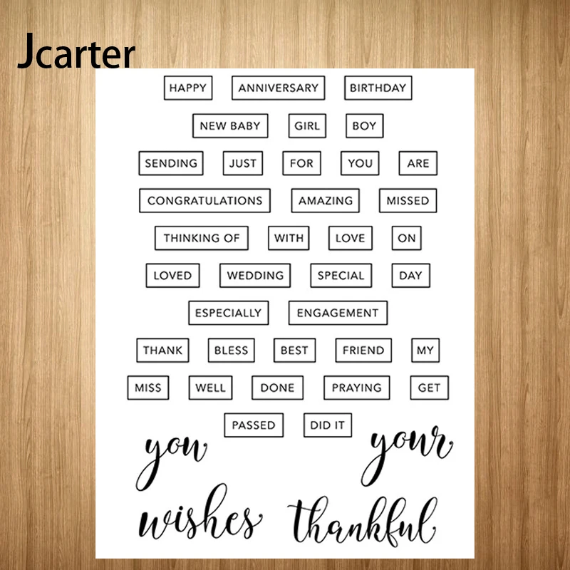 Wishes Thankful Common Words Letters Rubber Stamps Craft for Scrapbooking Silicone Seals Album Embossing Folder Make Template
Wishes Thankful Common Words Letters Rubber Stamps Craft for Scrapbooking Silicone Seals Album Embossing Folder Make Template
