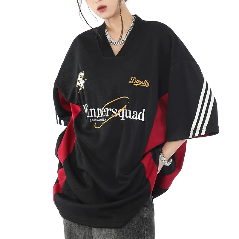 Gidyq Women Letter Embroidered T Shirt American Style Streetwear Patchwork Female Loose Half Sleeve Tops Summer Fashion Bf Tees
Gidyq Women Letter Embroidered T Shirt American Style Streetwear Patchwork Female Loose Half Sleeve Tops Summer Fashion Bf Tees