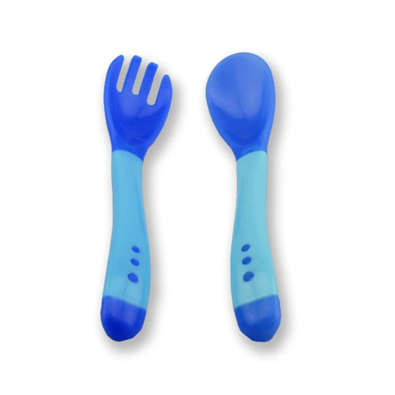 2pc Baby Plastic Spoon Fork Safety Temperature Sensing Newborn Flatware Children Feeding Cucchiaio Morbido Tongue Food
2pc Baby Plastic Spoon Fork Safety Temperature Sensing Newborn Flatware Children Feeding Cucchiaio Morbido Tongue Food