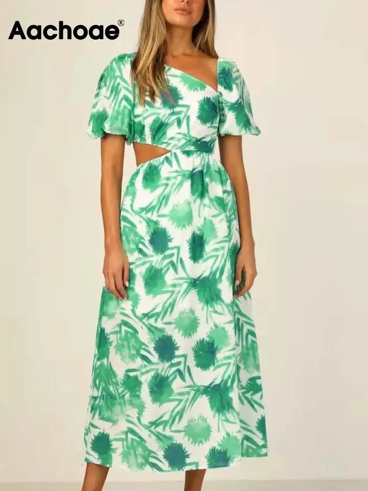 Aachoae Women Fashion Floral Printed Midi Dresses Chic Asymmetrical Collar Puff Short Sleeve A Line Dresses Lady Cut Out Dress
Aachoae Women Fashion Floral Printed Midi Dresses Chic Asymmetrical Collar Puff Short Sleeve A Line Dresses Lady Cut Out Dress