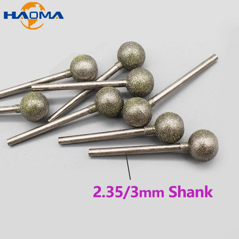 Шарик 0,5-12 мм, круглый вращающийся алмазный бор, сверло 2,35/3 мм, хвостовик, нефритовый камень, резьба по стеклу, шлифование 
Шарик 0,5-12 мм, круглый вращающийся алмазный бор, сверло 2,35/3 мм, хвостовик, нефритовый камень, резьба по стеклу, шлифование