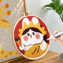 Punch Poke Needle Embroidery Kit Dog Bear Cute Kids Children Funny Easy DIY Play Craft Set For Beginner Home Decor Santa Gift