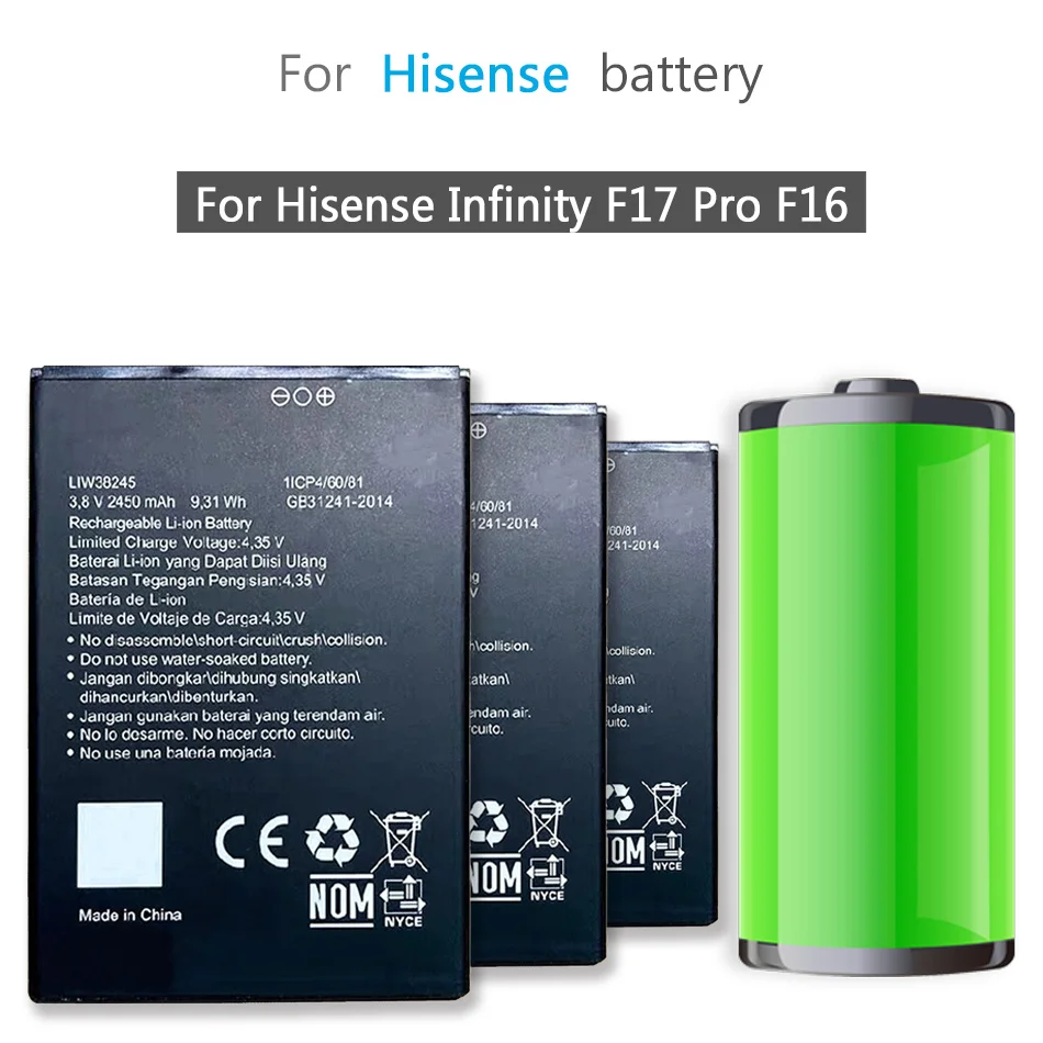 Аккумулятор LIW38245 на 2450 мА · ч для смартфона Hisense Infinity F17 Pro F17Pro F 17 F16 16
