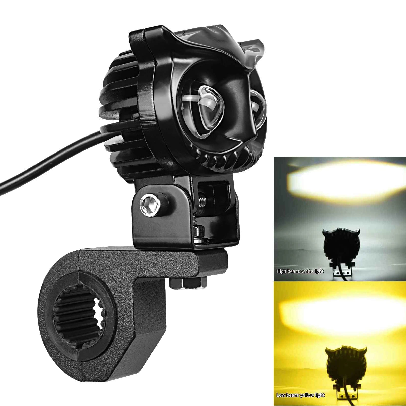 

LED Lens Spotlight Dual Color White Yellow Light Double Lenses Spotlights Owl Auxiliary Fog Lamp For Motorcycle ATV Buggy Car