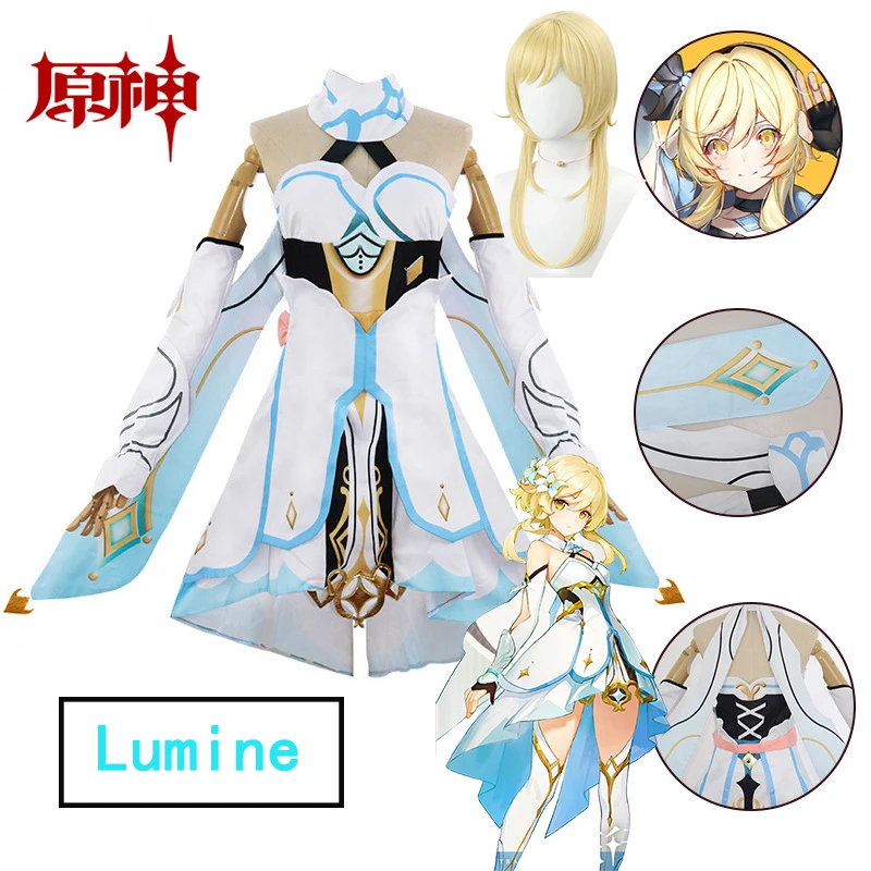 Платье для косплея Lumine Game Genshin Impact Lumine Genshin, костюм для косплея, парик, полный комплект, костюмы на Хэллоуин для женщин и девочек
Платье для косплея Lumine Game Genshin Impact Lumine Genshin, костюм для косплея, парик, полный комплект, костюмы на Хэллоуин для женщин и девочек