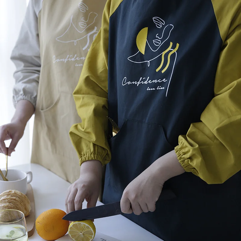 New apron coverall adult household pure cotton long sleeve waterproof kitchen fashionable men and women painting
New apron coverall adult household pure cotton long sleeve waterproof kitchen fashionable men and women painting