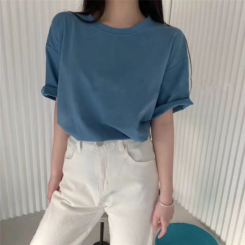ZELI 2022 Basic Cotton T Shirt Women Summer New Oversized Solid Tees 7 Color Casual Loose T shirt Korean O Neck Female Tops
ZELI 2022 Basic Cotton T Shirt Women Summer New Oversized Solid Tees 7 Color Casual Loose T shirt Korean O Neck Female Tops