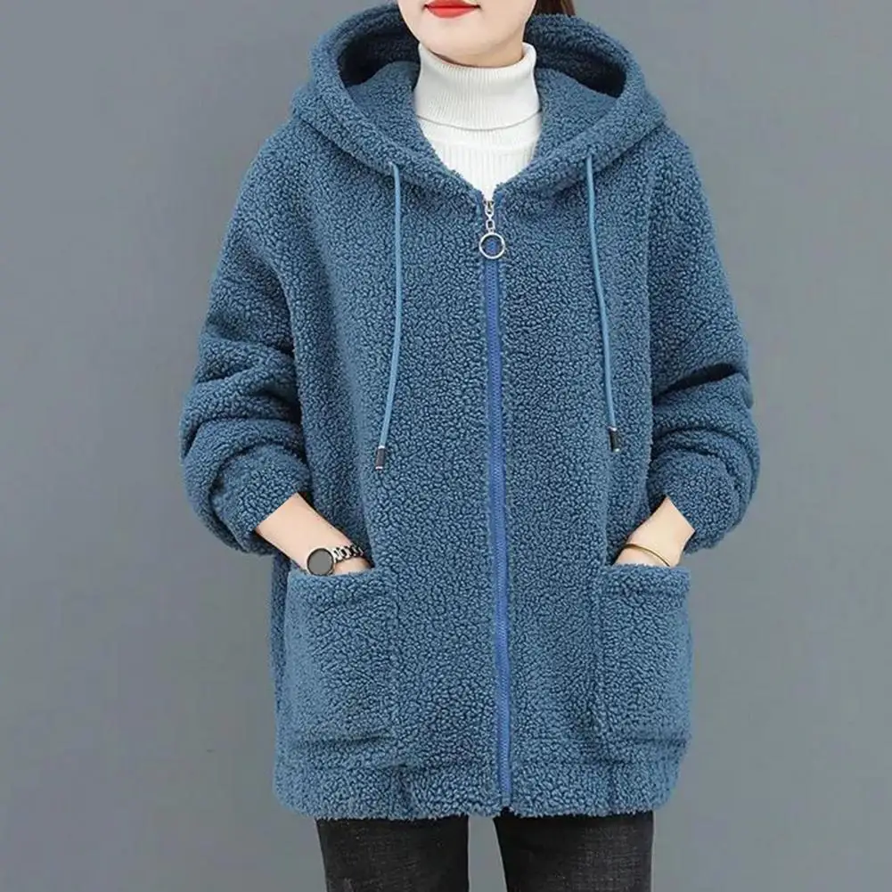 Chic Women Jacket Loose Plush Soft Fleece Lady Winter Coat Hat Winter Coat for Daily Wear
Chic Women Jacket Loose Plush Soft Fleece Lady Winter Coat Hat Winter Coat for Daily Wear