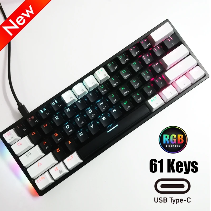 Mini Gaming Mechanical Keyboard 61 Keys Type-C Blue Switch RGB Lights Adjustable Ergonomics Wired Keyboard For Gamer Laptop PC
Mini Gaming Mechanical Keyboard 61 Keys Type-C Blue Switch RGB Lights Adjustable Ergonomics Wired Keyboard For Gamer Laptop PC