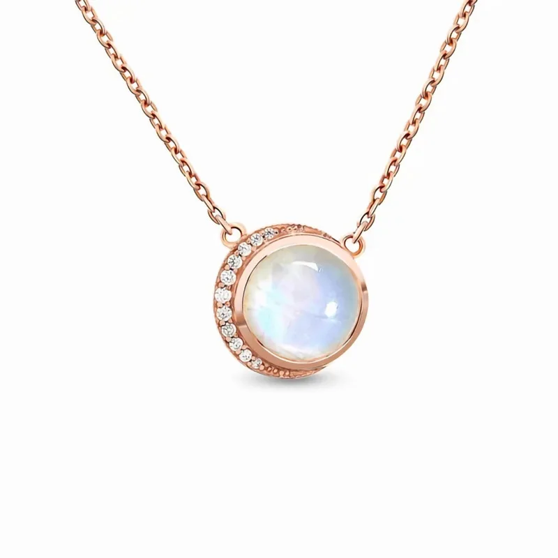 S925 Sterling Silver Round Moonstone Charm Rose Gold Necklace Female Niche Design Jewelry Couple Holiday Gift
S925 Sterling Silver Round Moonstone Charm Rose Gold Necklace Female Niche Design Jewelry Couple Holiday Gift