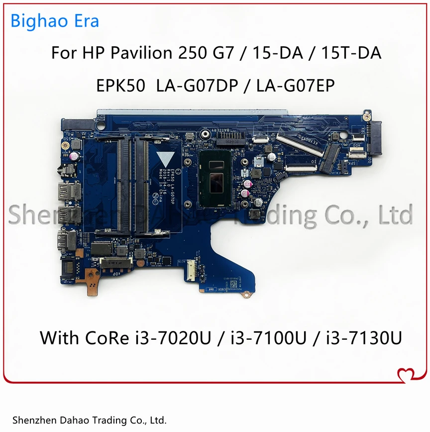 Материнская плата Bighao для ноутбука HP Pavilion 15-DA 250 G7 с процессором i3 i5 i7
Материнская плата Bighao для ноутбука HP Pavilion 15-DA 250 G7 с процессором i3 i5 i7