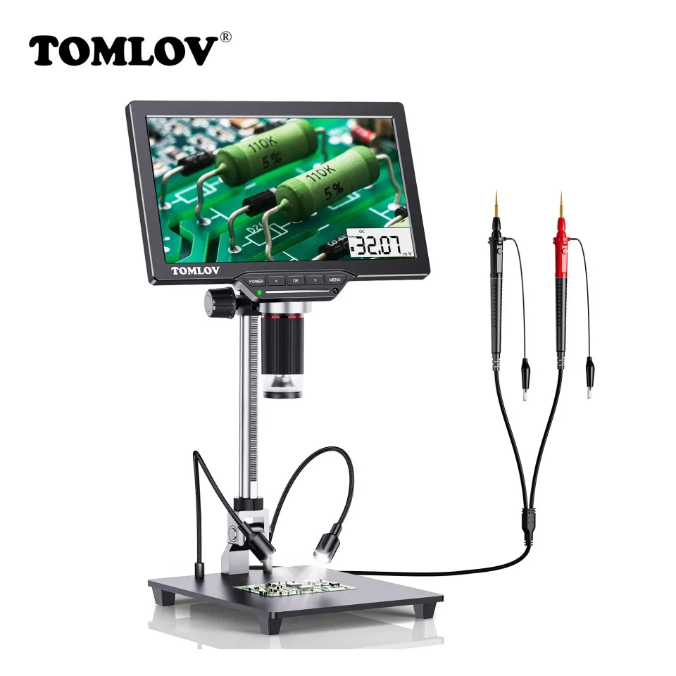 

TOMLOV DM201M Digital Microscope with Multimeter Soldering HDMI USB Microscope for Electronic Repair 7" Microscopio Camera 32GB