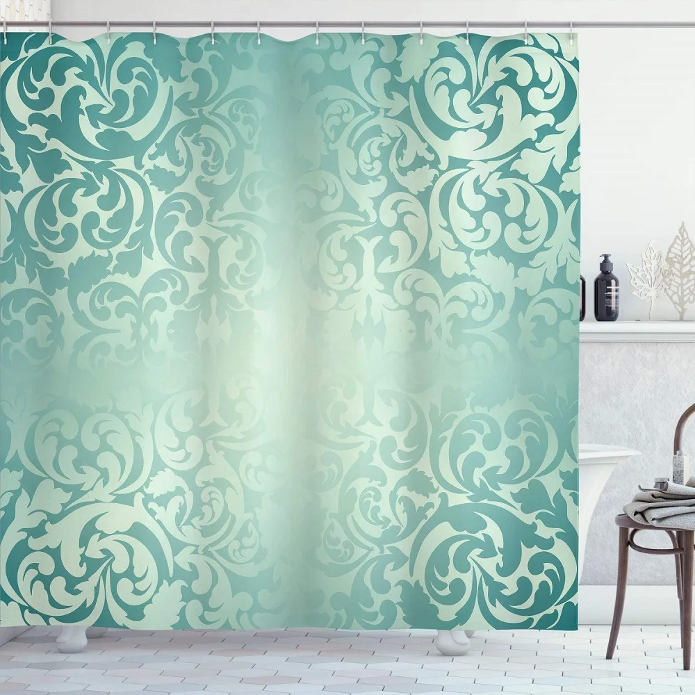 Vintage Shower Curtain Classic Victorian Style Damask Mint Green Background Swirl Floral Pattern Waterproof Fabric Bath Curtains
Vintage Shower Curtain Classic Victorian Style Damask Mint Green Background Swirl Floral Pattern Waterproof Fabric Bath Curtains
