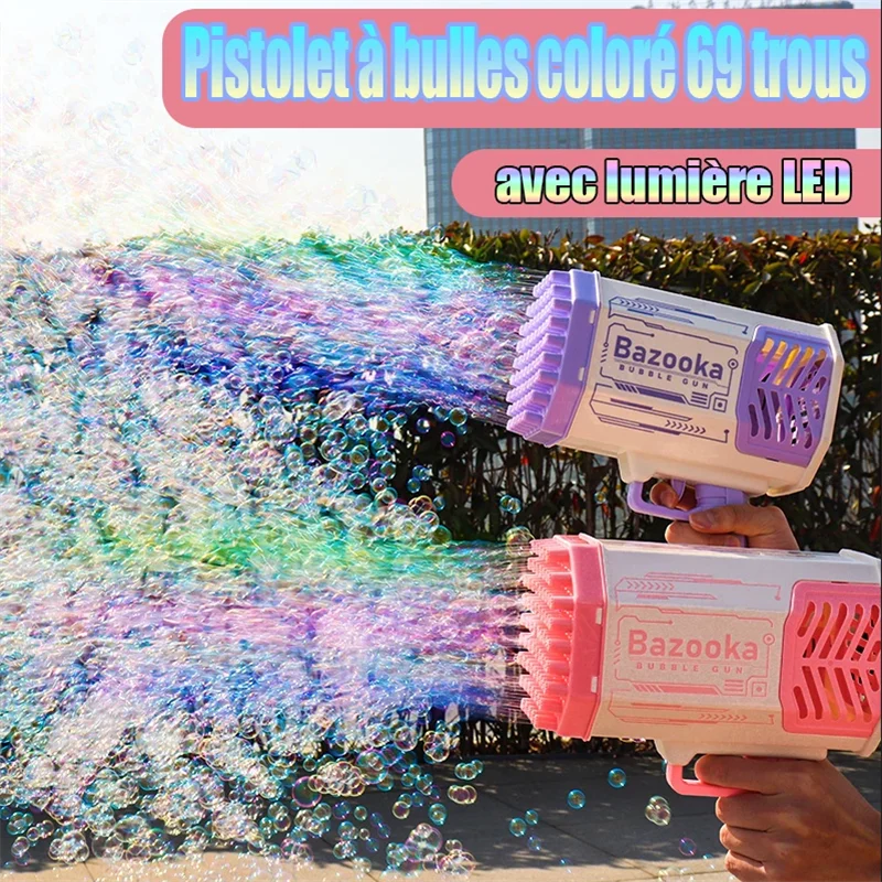 69 Holes Bazooka Space Rocket Bubble Gun Toy For Kids Boy Automatic Soap Bubbles Blower Electric Machine Water Fun Toy For Kids
69 Holes Bazooka Space Rocket Bubble Gun Toy For Kids Boy Automatic Soap Bubbles Blower Electric Machine Water Fun Toy For Kids