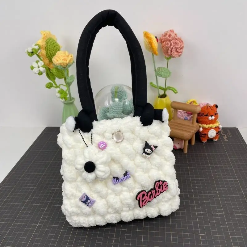 Hellokitty Bag Sanrio Kawaii Anime Kuromi Pochacco Cinnamoroll Handmade Knit Cloud Girl Bag Woolen Diy Material Bag Tote Gift
Hellokitty Bag Sanrio Kawaii Anime Kuromi Pochacco Cinnamoroll Handmade Knit Cloud Girl Bag Woolen Diy Material Bag Tote Gift