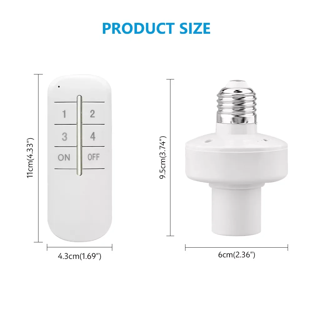 New 1/2/3/4 * E27 Wireless Remote Control Light Lamp base ON/Off Switch Socket Holder 20M Range RC Smart Device 110V 220V
New 1/2/3/4 * E27 Wireless Remote Control Light Lamp base ON/Off Switch Socket Holder 20M Range RC Smart Device 110V 220V