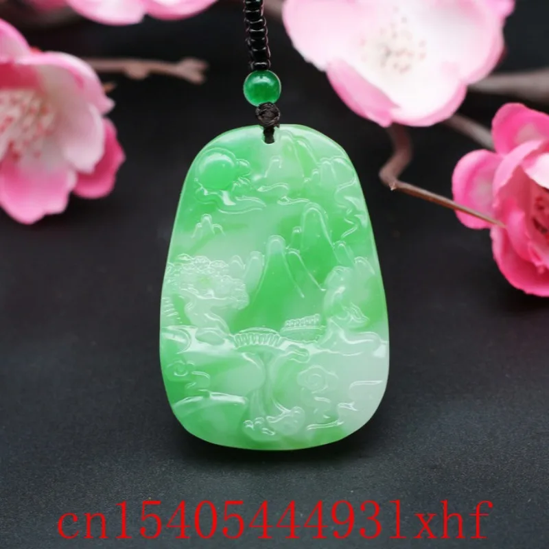 Natural Green White Jade Landscape Pendant Necklace Fashion Fine Jewelry Chinese Carved Gemstone Charm Amulet Gift for Women Men
Natural Green White Jade Landscape Pendant Necklace Fashion Fine Jewelry Chinese Carved Gemstone Charm Amulet Gift for Women Men