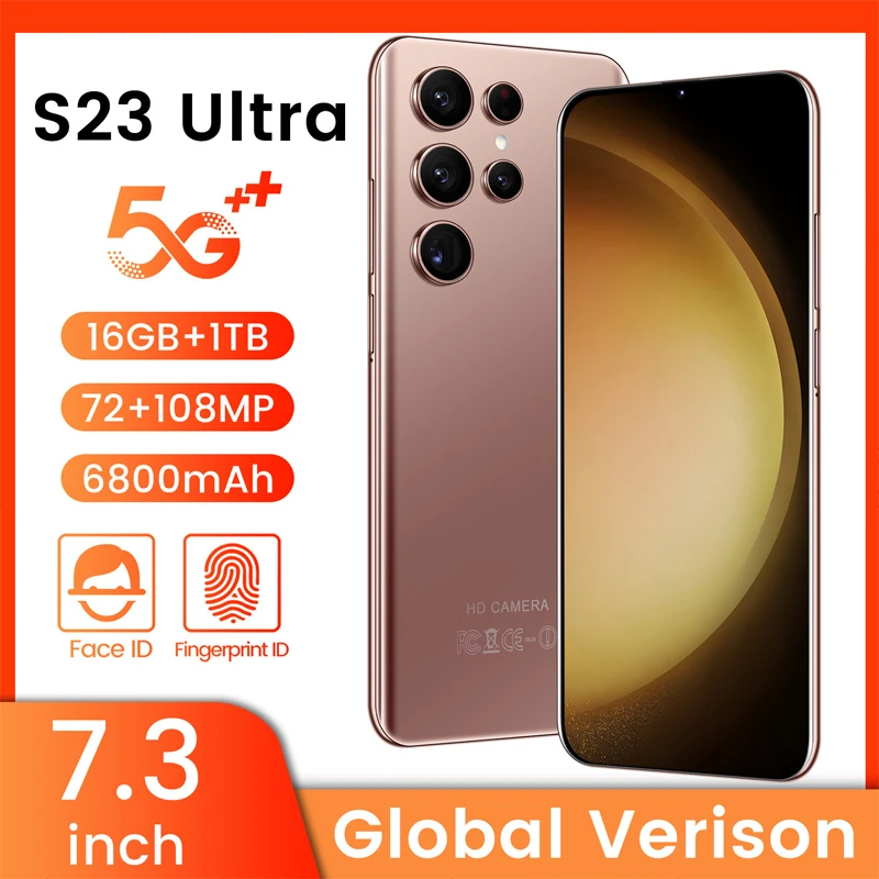 2023 New S23 Ultra 5G Smartphone 7.3 Inch Full Screen Telephone 16GB+1TB 4G Mobile Phones Global Version Android 13 Cell Phone
2023 New S23 Ultra 5G Smartphone 7.3 Inch Full Screen Telephone 16GB+1TB 4G Mobile Phones Global Version Android 13 Cell Phone