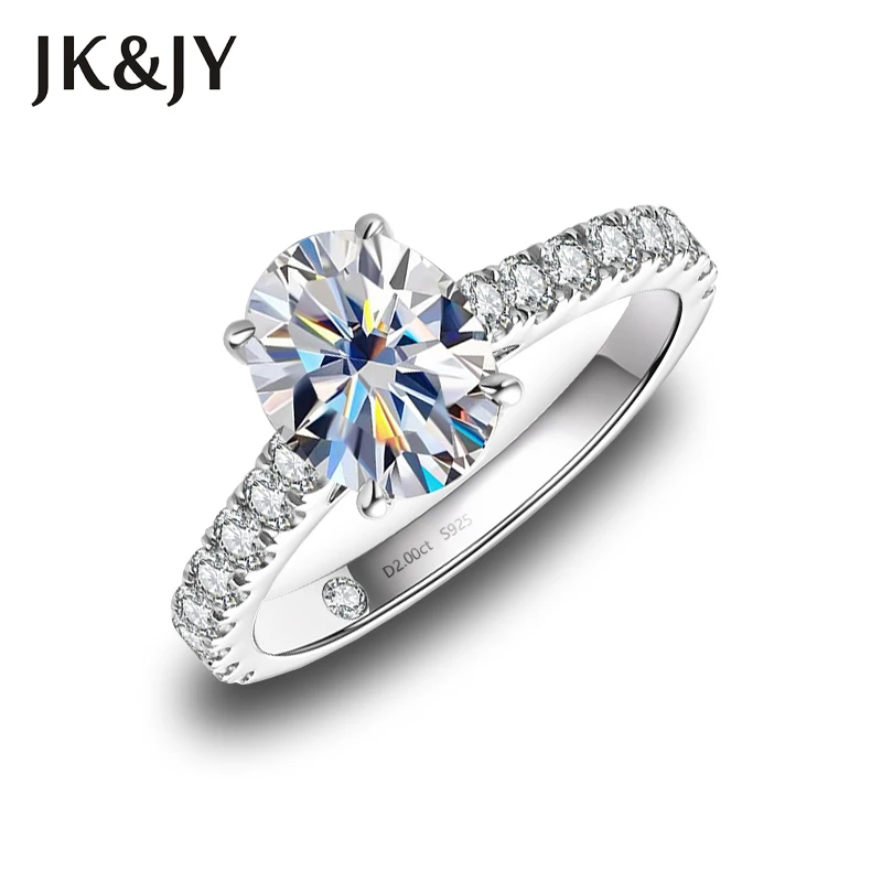 JK&JY D Color Moissanite 2 Carat Oval Cut Engagement Wedding Ring 925 Sterling Silver Women's Fine Jewelry Wholesale
JK&JY D Color Moissanite 2 Carat Oval Cut Engagement Wedding Ring 925 Sterling Silver Women's Fine Jewelry Wholesale