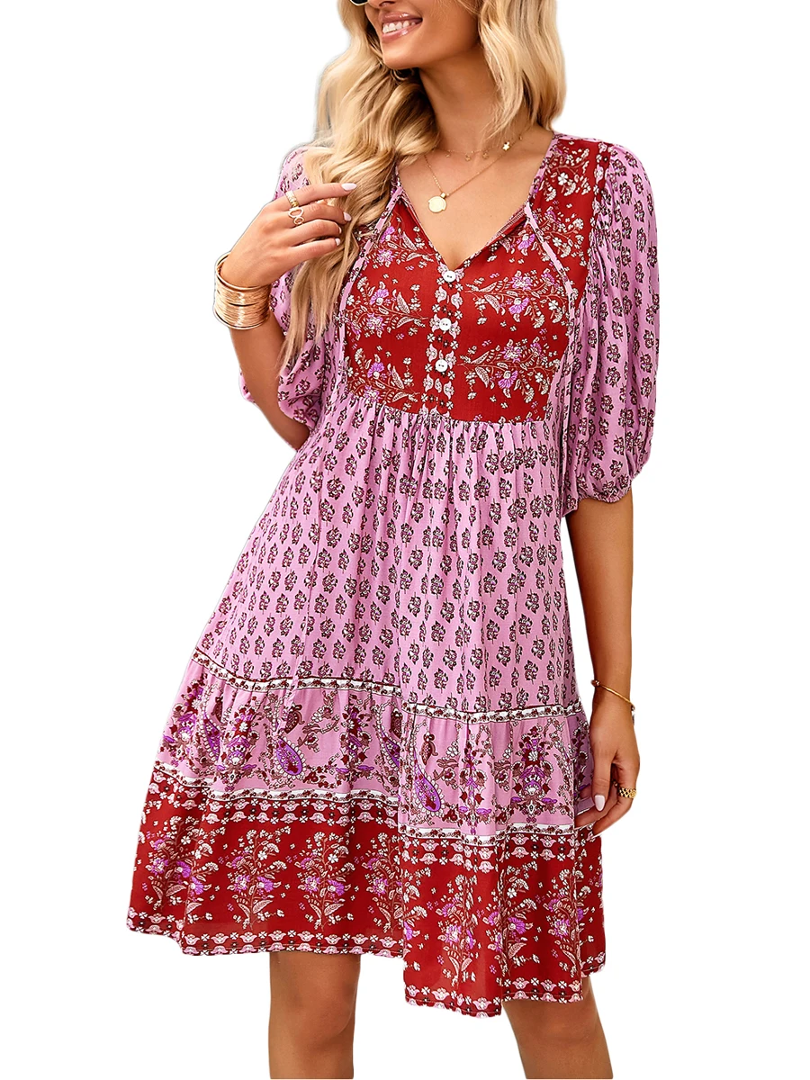 Женское богемное винтажное платье с цветочным принтом и длинным рукавом
Женское богемное винтажное платье с цветочным принтом и длинным рукавом