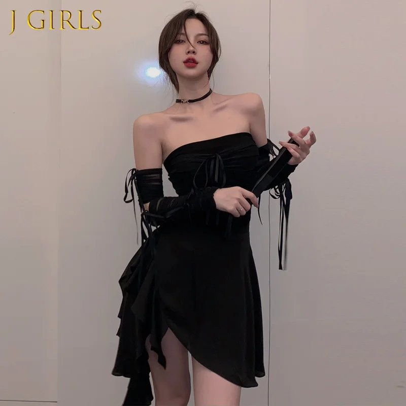 J GIRLS Streetwear Retro Black Mesh Strapless Vest Camisole Top Sexy Black Irregular Skirts Mini Summer Chiffon Dress Sets
J GIRLS Streetwear Retro Black Mesh Strapless Vest Camisole Top Sexy Black Irregular Skirts Mini Summer Chiffon Dress Sets