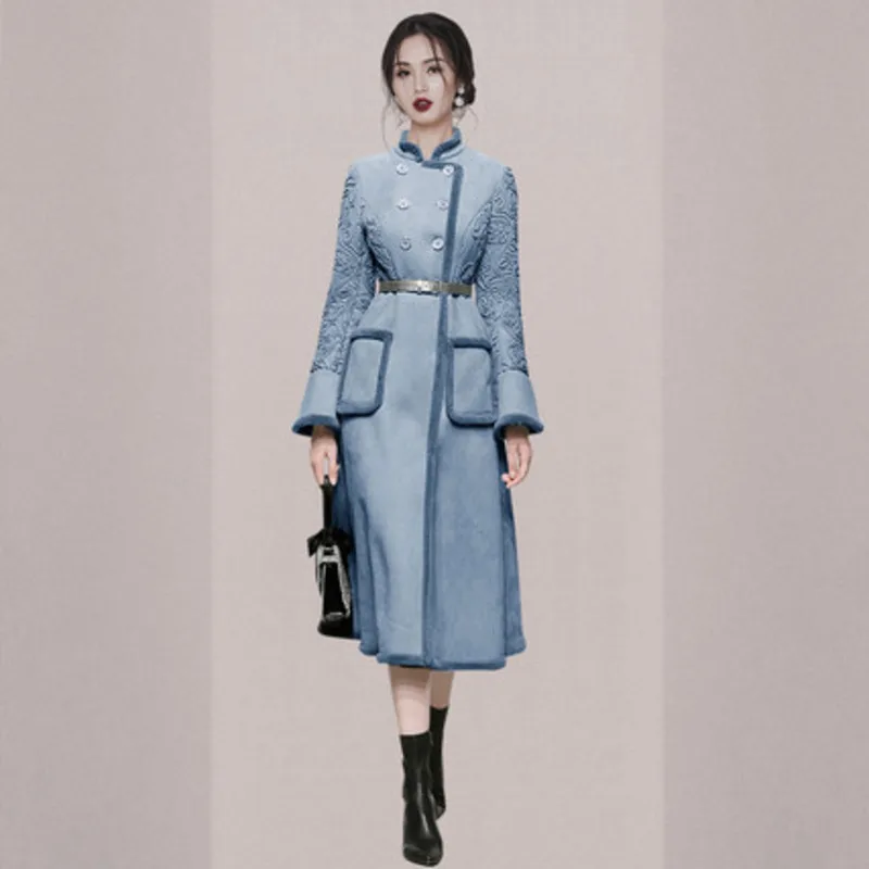 Fashion Winter Warm Vintage Lace Embroidery Patchwork Fur Coat Women Elegant Windbreaker With Belt Waisted Woolen Coat
Fashion Winter Warm Vintage Lace Embroidery Patchwork Fur Coat Women Elegant Windbreaker With Belt Waisted Woolen Coat