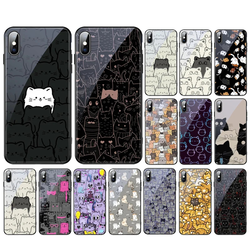 Cute Cartoon Cat Glass phone case For iphone 15 14 13 Pro Max 12 11 Pro Max 14 Plus Phone Case Funda 
Cute Cartoon Cat Glass phone case For iphone 15 14 13 Pro Max 12 11 Pro Max 14 Plus Phone Case Funda