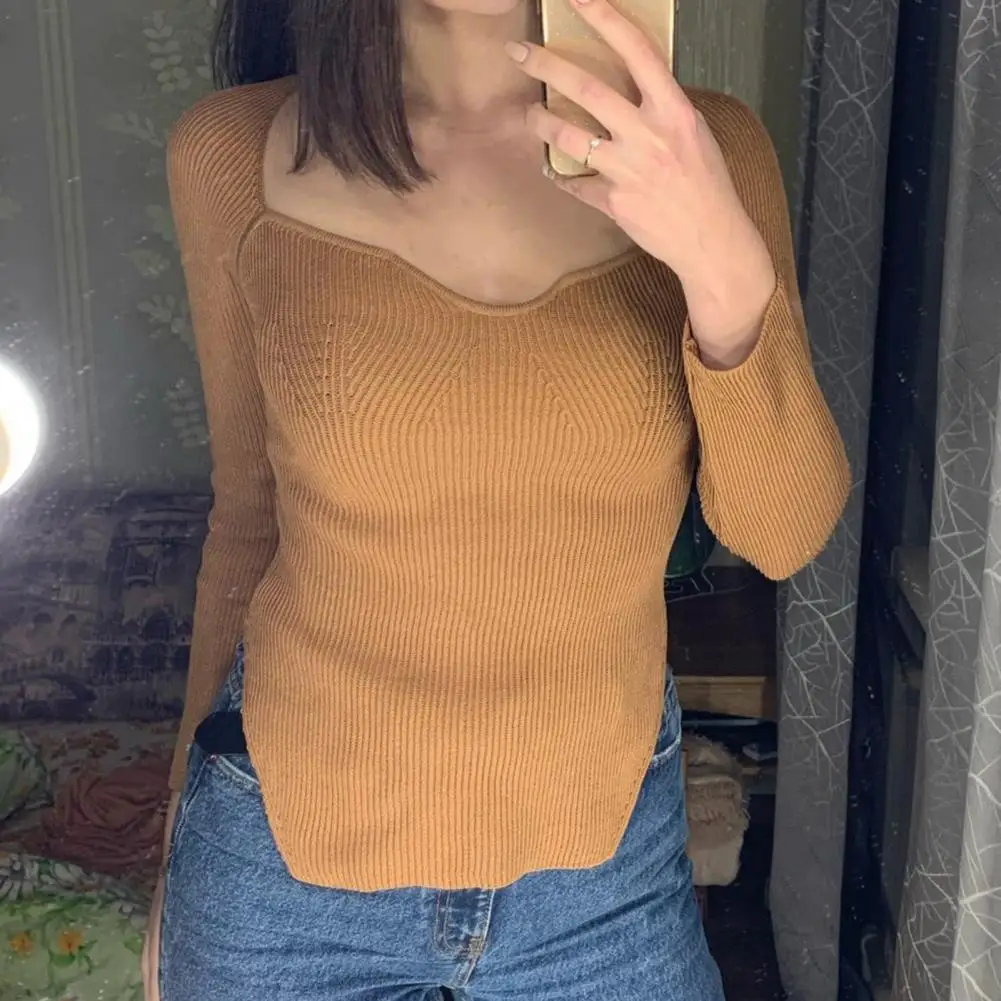 Bottoming Sweater Square Collar Long Sleeve Side Split Knitted Blouse Autumn Winter Skinny Pullover Knitwear Streetwear
Bottoming Sweater Square Collar Long Sleeve Side Split Knitted Blouse Autumn Winter Skinny Pullover Knitwear Streetwear