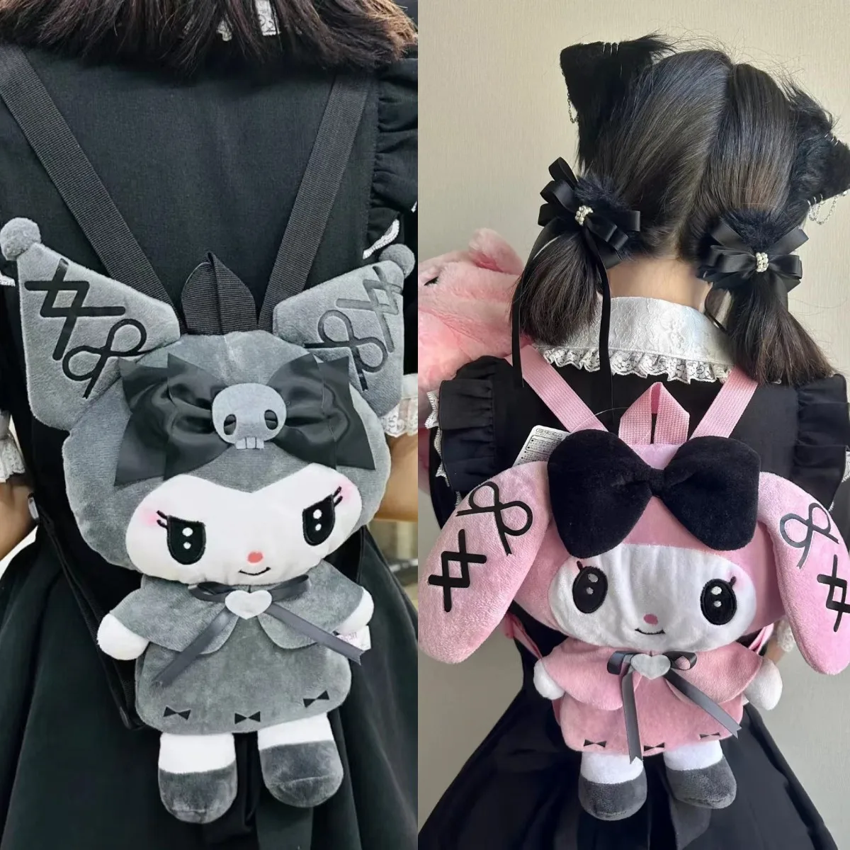 

Sanrio New Mine Kuromi Doll Backpack My Melody Cute Backpack Outgoing Makeup Bag Kawii Large Capacity Plush Travel Bag Girl Gift