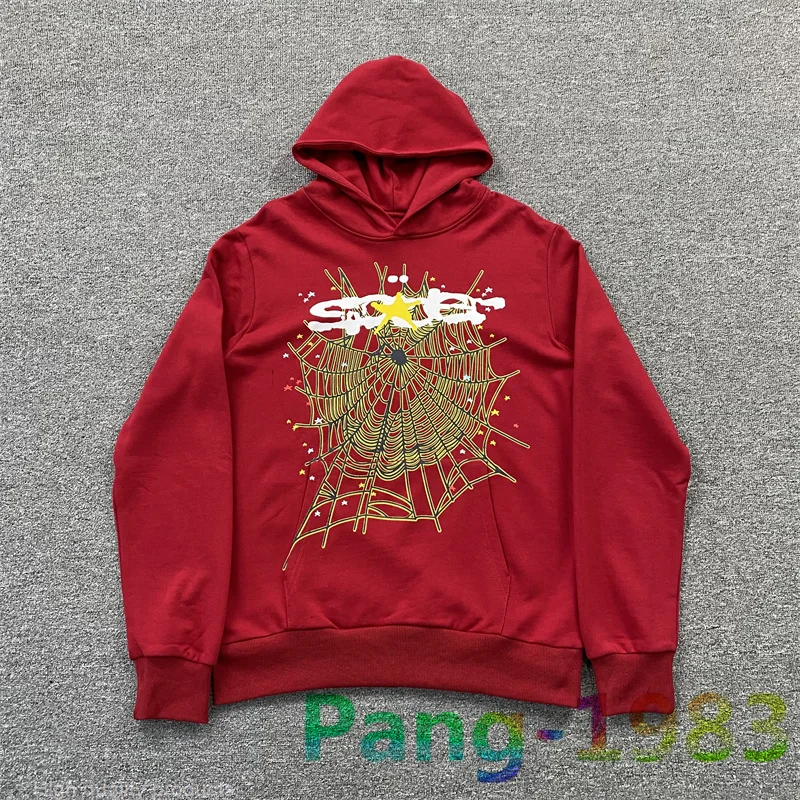 

Spider Web Print Red Sp5der 555,555 Hoodie Men's Women's High Quality Terry Hooded Sweatshirt Young Thug Pullover Set Streetwear