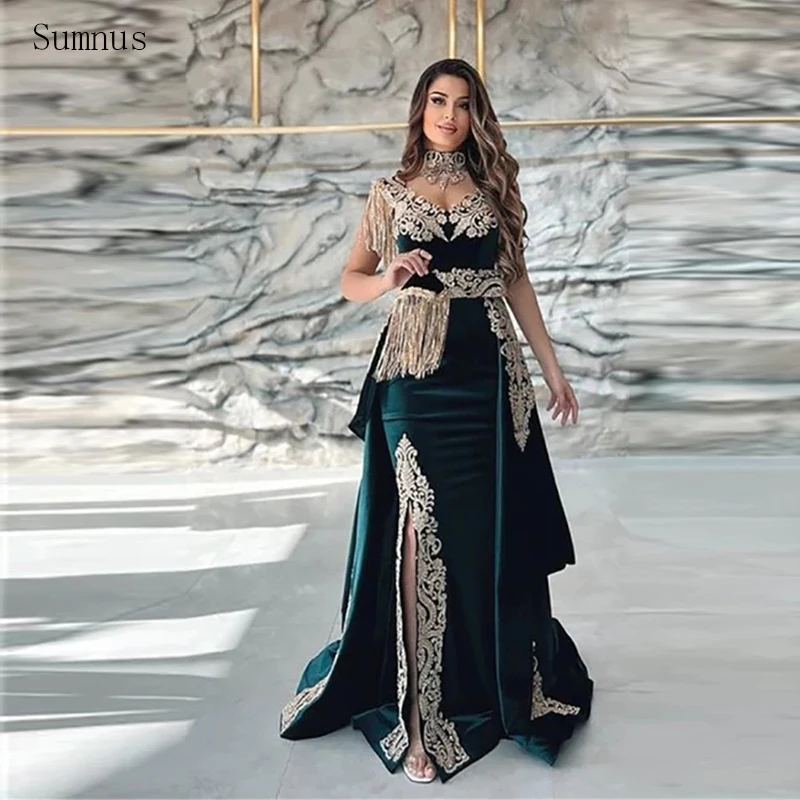 Sumnus Green Moroccan Kaftan Evening Dress 2022 Mermaid Formal Dubai Formal Appliques Celebrity Dresses Plus Size Sexy High Spli
Sumnus Green Moroccan Kaftan Evening Dress 2022 Mermaid Formal Dubai Formal Appliques Celebrity Dresses Plus Size Sexy High Spli