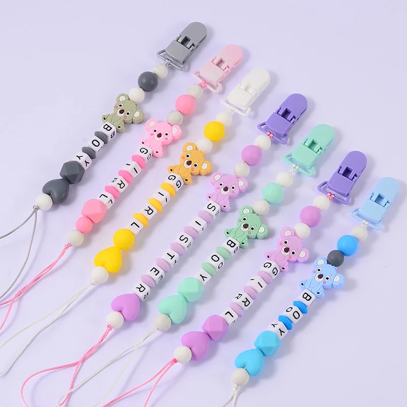 Baby Name Personalized Pacifier Clips Silicone Cartoon Beads Handmade Pacifier Chains for baby Toddler Teether Teething Chain
Baby Name Personalized Pacifier Clips Silicone Cartoon Beads Handmade Pacifier Chains for baby Toddler Teether Teething Chain
