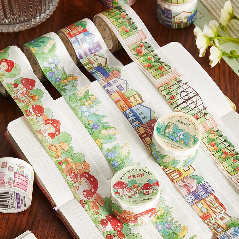 

Cute Landscaping Washi Tapes Decor Scrapbook Hand Account DIY Album Diary Journal Adhesive Masking Tape School Stationery