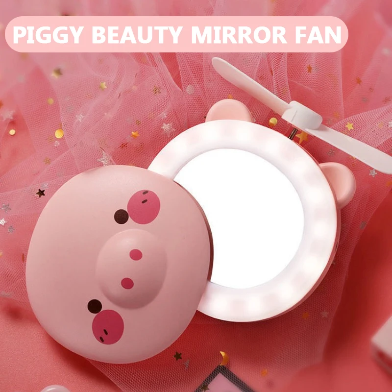 Mini Fan Piggy USB Handheld Portable Pocket Outdoor Fan Creative Makeup Mirror With LED Light USB Rechargeable Beauty Mirror
Mini Fan Piggy USB Handheld Portable Pocket Outdoor Fan Creative Makeup Mirror With LED Light USB Rechargeable Beauty Mirror
