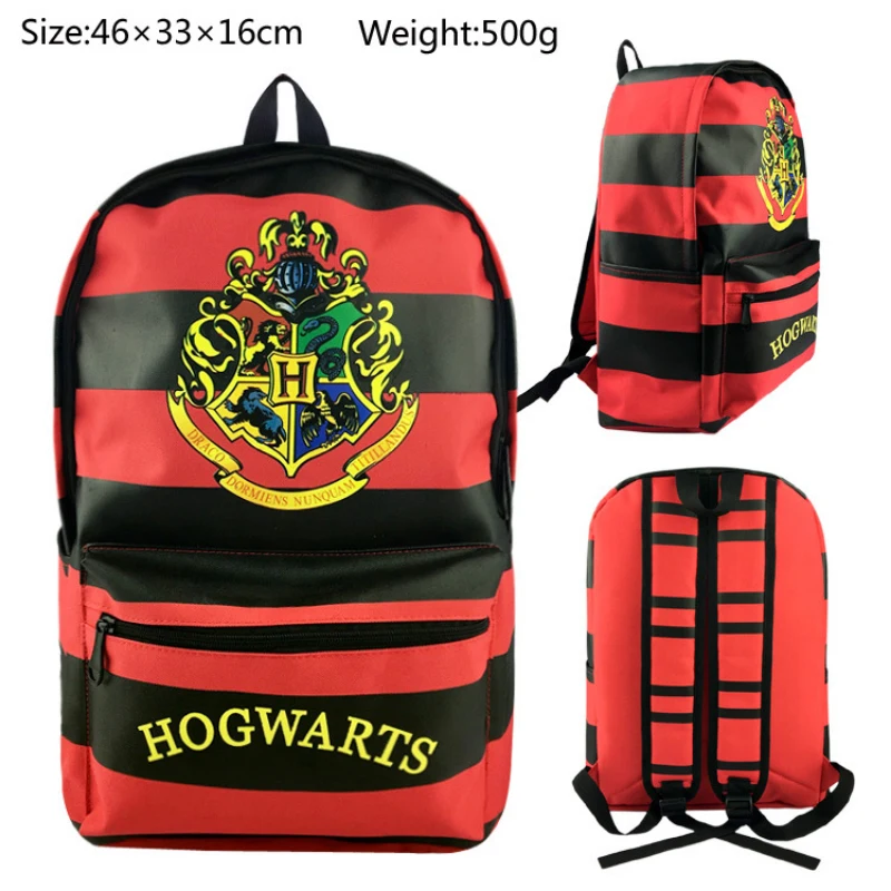 

Hogwarts Badge School Backpack Anime Harry Potter Stripe Schoolbags Portable Outdoor Bag Large Capacity Travel Bag Birthday Gift