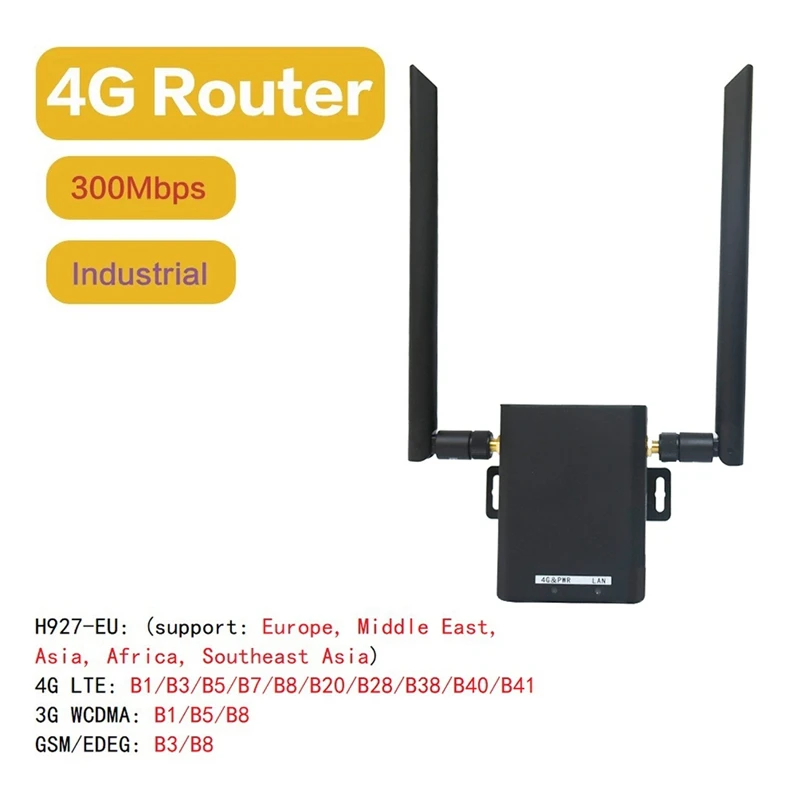 H927 4G Industrial Grade Wireless Router 4G LTE CAT4 150Mbps SIM Slot Wifi Router Up To 16 Users With 2 SMA Antennas
H927 4G Industrial Grade Wireless Router 4G LTE CAT4 150Mbps SIM Slot Wifi Router Up To 16 Users With 2 SMA Antennas