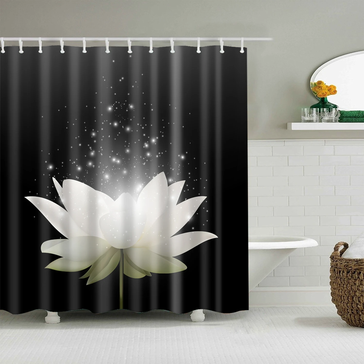 Lotus Buddha Rose Flower Green Leaves Lavender Butterfly Bathroom Accessories Set Shower Curtain with Hooks
Lotus Buddha Rose Flower Green Leaves Lavender Butterfly Bathroom Accessories Set Shower Curtain with Hooks