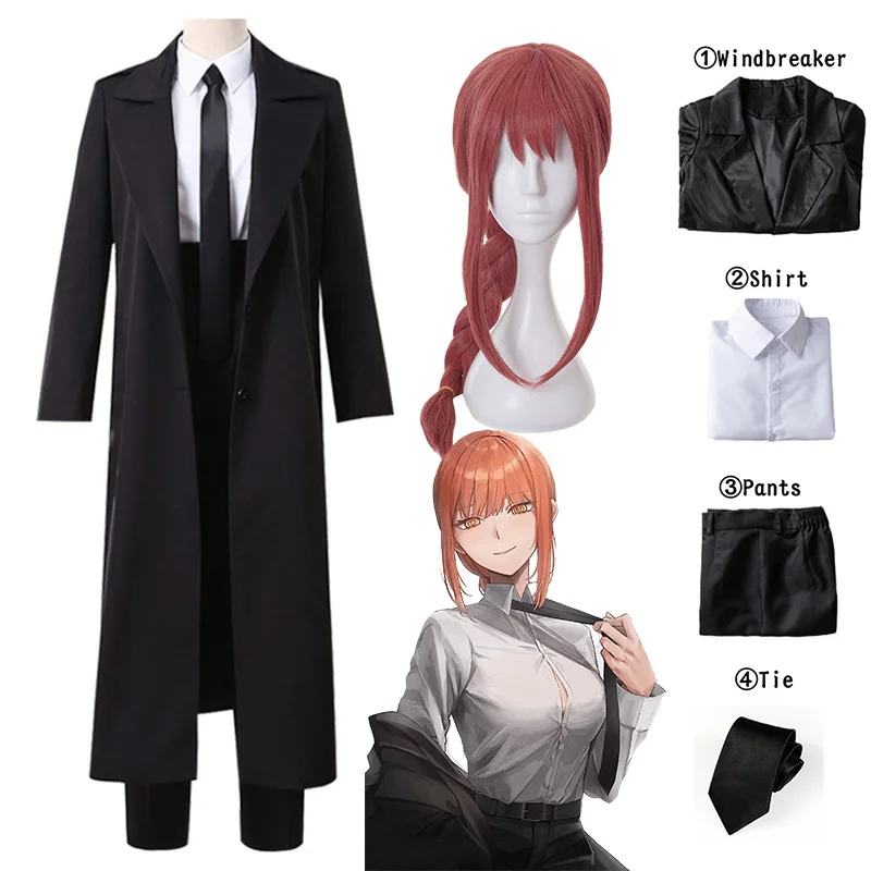 Chainsaw Man Cosplay Makima Cosplay Costume Black Trench Shirt Tie Pants Uniform Full Suit Halloween Costumes for Women
Chainsaw Man Cosplay Makima Cosplay Costume Black Trench Shirt Tie Pants Uniform Full Suit Halloween Costumes for Women