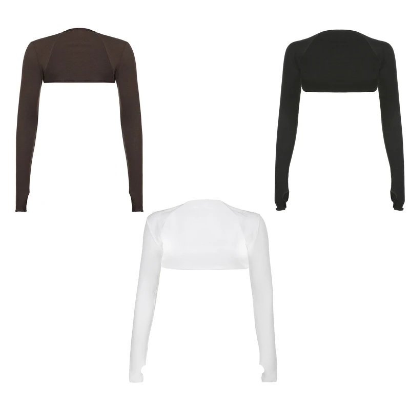 Women Thumbhole Long Sleeve Bolero Shrug Solid Color Open Front Cropped Cardigan Top Bodycon Slim Fit Sunscreen Arm Cover Jacket
Women Thumbhole Long Sleeve Bolero Shrug Solid Color Open Front Cropped Cardigan Top Bodycon Slim Fit Sunscreen Arm Cover Jacket