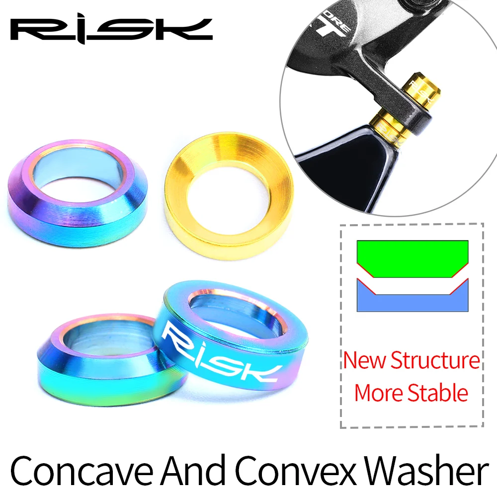 

RISK 2Pair Mountain BMX Bike Bicycle Titanium M6 Concave and Convex Washer Spacer For Disc Brake Caliper Group XT Mounting Bolts